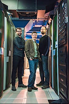  of the team that developed the Cepheus program at Canada’s University of Alberta. From left, Michael Johanson, Michael Bowling and Neil Burch.