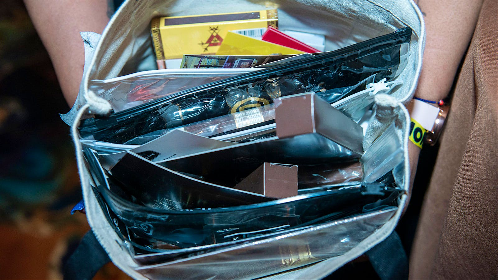 Some of the cigar goodies attendees received at the Big Smoke evening parties.
